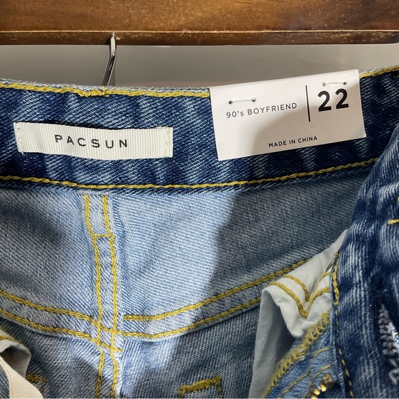 Pacsun 90s Boyfriend High Rise Two Toned Kaz Color 5-Pocket Zip Button Fly Sz 22 - Picture 5 of 16